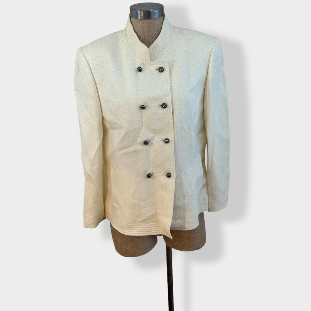 Tahari Cream Buttoned Wool Jacket‎ 12